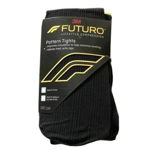 New in Pack 3M Futuro Size L Large Black Pattern Compression Tights, 15-20 mm/Hg - Picture 1 of 7